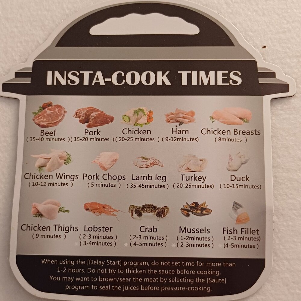 InstaPot Insta Pot Magnet Cook Times Refrigerator Magnet magnate